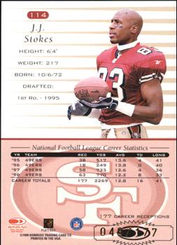 1999 Donruss - Stat Line Career #114 J.J. Stokes Back