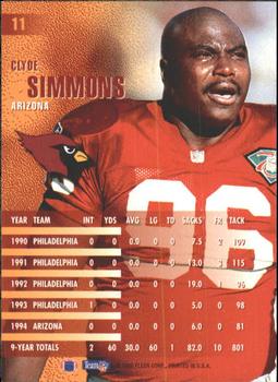 1995 Fleer #11 Clyde Simmons Back