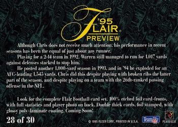 1995 Fleer - Flair Preview #28 Chris Warren Back