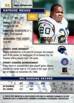 1999 Finest - Gold Refractors #58 Natrone Means Back
