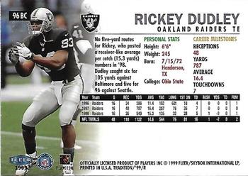 1999 Fleer Tradition - Blitz Collection #96BC Rickey Dudley Back