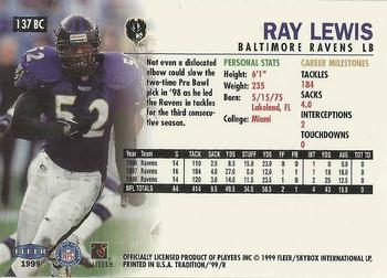 1999 Fleer Tradition - Blitz Collection #137BC Ray Lewis Back