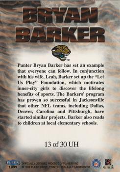 1999 Fleer Tradition - Unsung Heroes #13 UH Bryan Barker Back