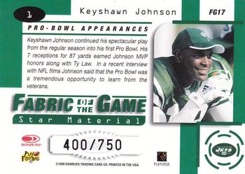 1999 Leaf Certified - Fabric of the Game #FG17 Keyshawn Johnson Back