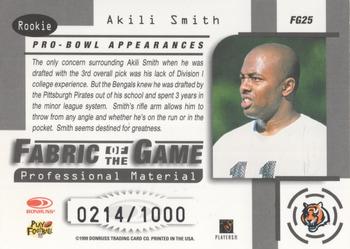 1999 Leaf Certified - Fabric of the Game #FG25 Akili Smith Back