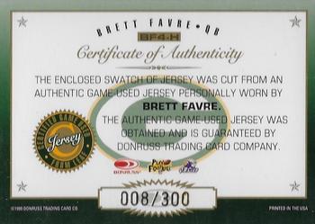 1999 Leaf Certified - Gridiron Gear #BF4-H Brett Favre Green Back