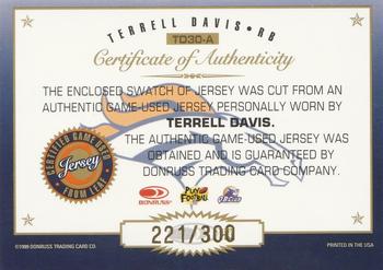 1999 Leaf Certified - Gridiron Gear #TD30-A Terrell Davis  Back