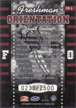 1999 Leaf Rookies & Stars - Freshman Orientation #FO-3 David Boston Back