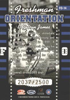 1999 Leaf Rookies & Stars - Freshman Orientation #FO-14 Edgerrin James Back