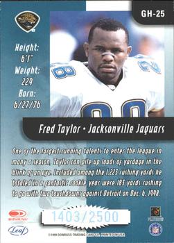 1999 Leaf Rookies & Stars - Greatest Hits #GH-25 Fred Taylor Back