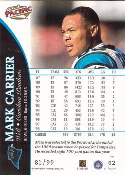 1999 Pacific - Copper #62 Mark Carrier WR Back