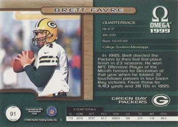 1999 Pacific Omega - Gold #91 Brett Favre Back