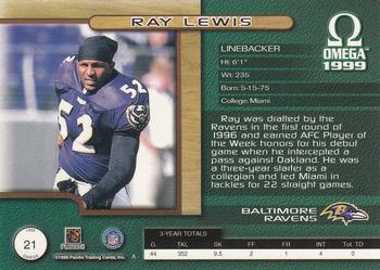 1999 Pacific Omega - Premiere Date #21 Ray Lewis Back