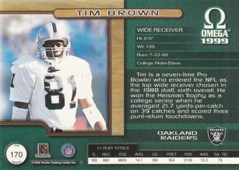 1999 Pacific Omega - Premiere Date #170 Tim Brown Back