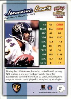1999 Pacific Paramount - Gold #21 Jermaine Lewis Back