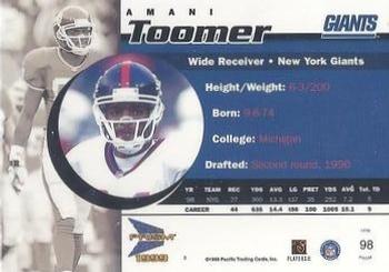 1999 Pacific Prism - Holographic Purple #98 Amani Toomer Back