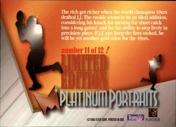 1995 Fleer Metal - Platinum Portraits #11 J.J. Stokes Back