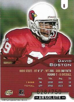 1999 Playoff Absolute EXP - Tools of the Trade #8 David Boston Back