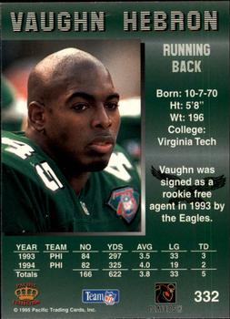 1995 Pacific #332 Vaughn Hebron Back