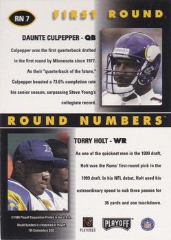 1999 Playoff Contenders SSD - Round Numbers Autographs #RN7 Daunte Culpepper / Torry Holt Back
