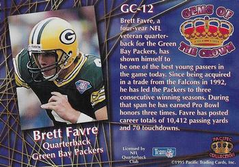 1995 Pacific - Gems of the Crown #GC-12 Brett Favre Back
