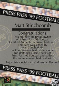 1999 Press Pass - Autographs #NNO Matt Stinchcomb Back