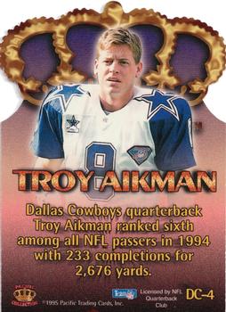 1995 Pacific - Gold Crown Die Cuts #DC-4 Troy Aikman Back