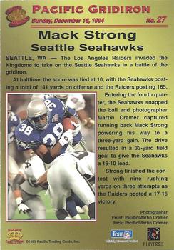 1995 Pacific Gridiron #27 Mack Strong Back