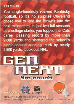 1999 SkyBox Dominion - Gen Next #4 GN Tim Couch Back
