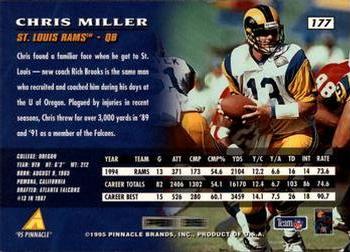 1995 Pinnacle #177 Chris Miller Back