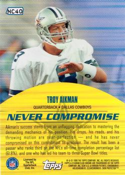 1999 Stadium Club Chrome - Never Compromise #NC40 Troy Aikman Back