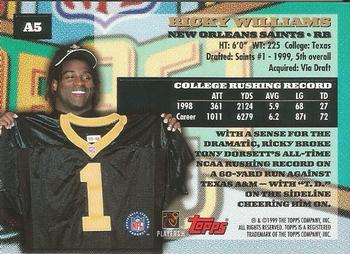 1999 Topps - Autographs #A5 Ricky Williams Back