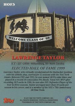 1999 Topps - Hall of Fame Autographs #HOF3 Lawrence Taylor Back