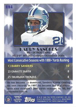 1999 Topps - Record Numbers Silver #RN4 Barry Sanders Back