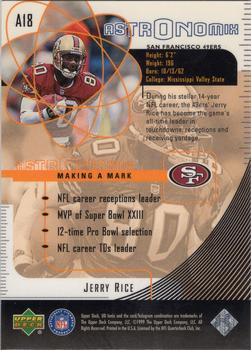 1999 UD Ionix - Astronomix #A18 Jerry Rice Back