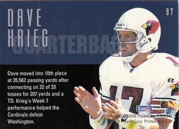1995 Playoff Contenders #97 Dave Krieg Back