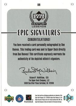 1999 Upper Deck Century Legends - Epic Signatures #DR Dan Reeves Back