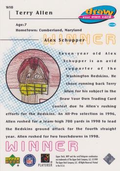 1999 Upper Deck MVP - Draw Your Own Card #W10 Terry Allen Back
