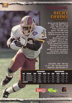 1995 Pro Line #87 Ricky Ervins Back