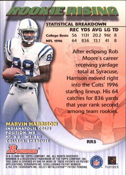 2000 Bowman - Rookie Rising #RR5 Marvin Harrison Back