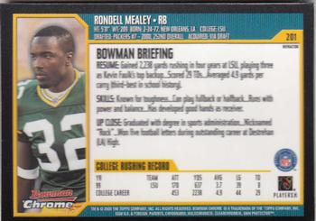 2000 Bowman Chrome - Refractors #201 Rondell Mealey Back