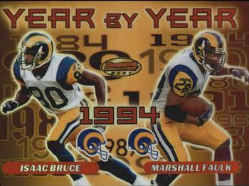 2000 Bowman's Best - Year by Year #Y7 Isaac Bruce / Marshall Faulk Front