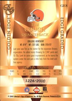 2000 Collector's Edge EG - Golden Edge #GE8 Tim Couch Back