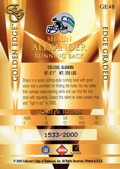 2000 Collector's Edge EG - Golden Edge #GE48 Shaun Alexander Back