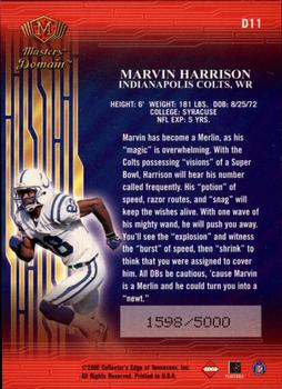 2000 Collector's Edge Masters - Domain #D11 Marvin Harrison Back