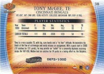 2000 Collector's Edge Masters - HoloSilver #38 Tony McGee Back