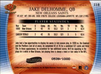 2000 Collector's Edge Masters - HoloSilver #118 Jake Delhomme Back