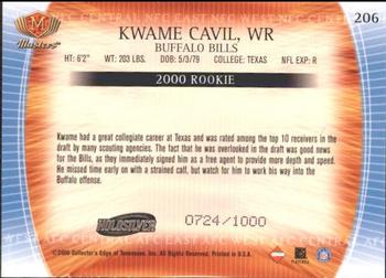 2000 Collector's Edge Masters - HoloSilver #206 Kwame Cavil Back
