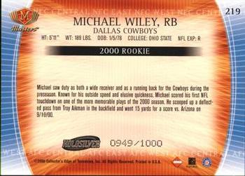 2000 Collector's Edge Masters - HoloSilver #219 Michael Wiley Back
