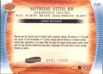 2000 Collector's Edge Masters - HoloSilver #228 Shyrone Stith Back